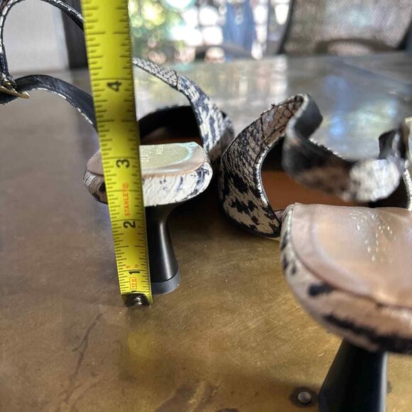 BEAUTIISOLES Slingback Mules 8 Pointed Toe Kitten Heel Elegant Snakeskin Grey - Picture 8 of 9